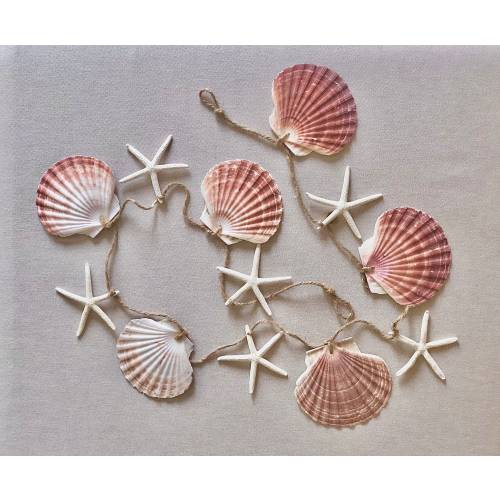 Starfish Shell Garland, Coastal Garland, Starfish Garland,  Starfish Christmas Shell Garland, Beach Theme Garland, Coastal Christmas Decor