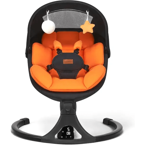 Baby Swings for Infants, Portable Baby Swing for Newborns with Bluetooth, Electric Infant Swing with 5 Speed Motions, 12 Soothing Melodies & Remote Control (Max 20 lbs, Orange)