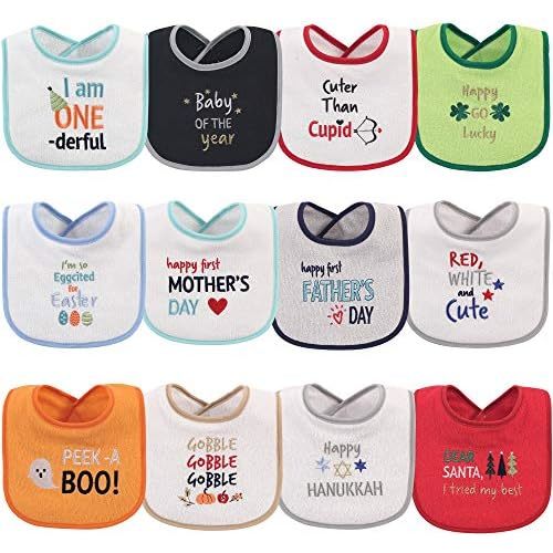 Hudson Baby Unisex Baby Cotton Terry Drooler Bibs With Fiber Filling