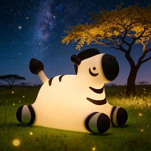 Zebra Silicone Night Light, Kawaii LED Cute Bedside Night Lights Dimmable Touch Control USB Rechargeable Squishy Lamp with Timer for Bedroom Animal Decor Adults Birthday Gifts Party Travel