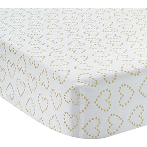 Lambs & Ivy Confetti Fitted Crib Sheet, Pink/Gold Heart