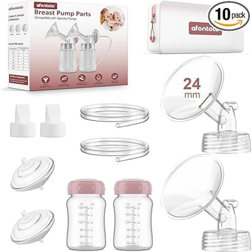Pump Parts Compatible with Spectra S1/S2/9Plus Breastpump, Full Set Replacement Parts for Spectra Include 24mm Flange,Duckbill Valve,Backflow Protector,Tube,Bottle, Not Original S2/S1 Accessories