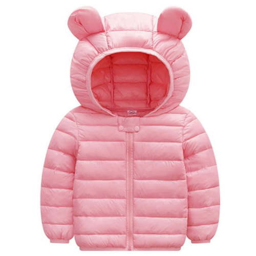 PatPat Baby Coat Toddler Boys Girls Winter Jackets Stylish 3D Ear Print Outerwear Solid Hooded Coats, Pink, 12-18 Months