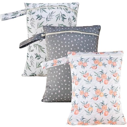 Happy Flute 3 Set Wet Bag Storage Bag Waterproof Washable Travel Bags, Beach, Pool, Gym Bag for Swimsuits & Wet Clothes(Orange)