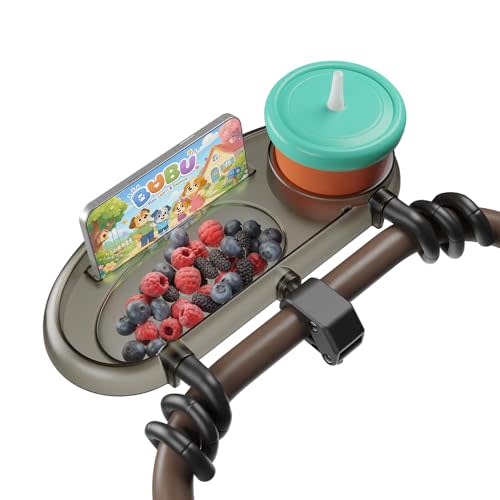 Mamazing Universal Stroller Snack Tray with Cup & Phone Holder, Check Fit | 3-In-1 Stroller Accessory Compatible with UPPAbaby Vista/Cruz, Nuna TRVL, Ultra Air & Air Lux