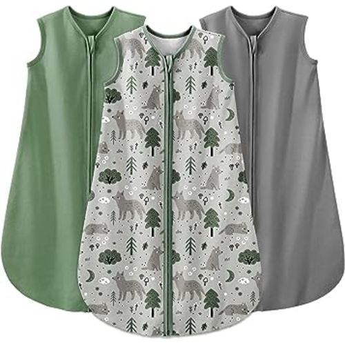 Yoofoss Baby Sleep Sack 0-6 Months Baby Wearable Blanket 100% Organic Cotton 2-Way Zipper Toddler Sleeping Sack, 3 Pack Soft Lightweight Sleep Sacks for Babies