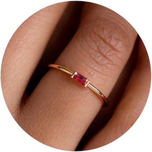 KOHOTA Dainty Gold Birthstone Rings for Women 14k Gold Plated Non Tarnish Thumb Stackable Ring Mothers Birthday Gifts Engagement Wedding Promise Rings Emerald Green Gemstone Jewelry Band Size 6-10