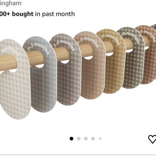 3 Sprouts Baby Closet Dividers Set of 8 - Clothes Organizer Toddler Hanger, Double-Sided Size Labels - Nursery Organization for Newborn Clothing, Infant to 2T Boy & Girl - Gingham