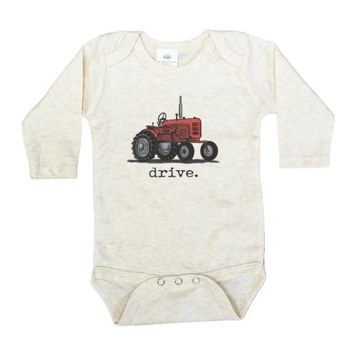 Baby Barefoot Baby "Drive" Tractor Long Sleeve Onesie