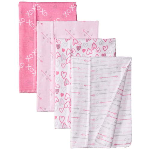Luvable Friends Baby Girl Cotton Flannel Burp Cloths 4pk, Rainbow, One Size