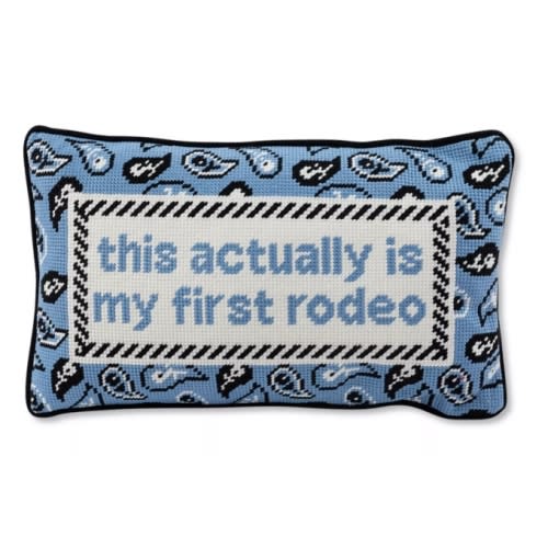 First Rodeo Needlepoint Pillow, 15" x 9"
