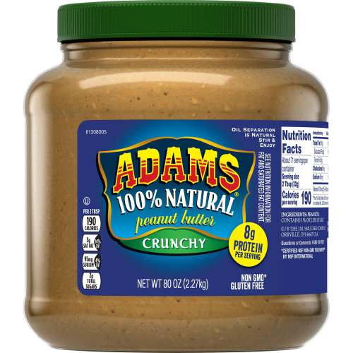 Adams 100% Natural Crunchy Peanut Butter, 80 oz
