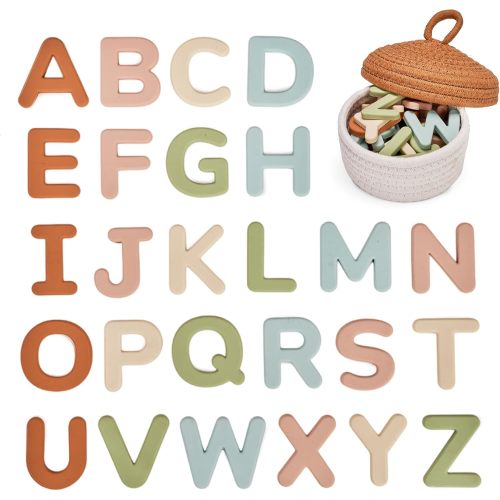Silicone Alphabet Magnetic Letters (26 Pack) – Toddler Safe & Chewable Fridge Magnets