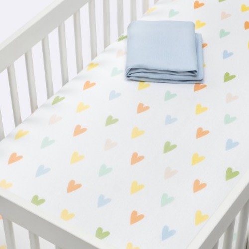 Fitted Crib Sheet Jersey Sheet - Cloud Island™ Hearts/Blue 2pk