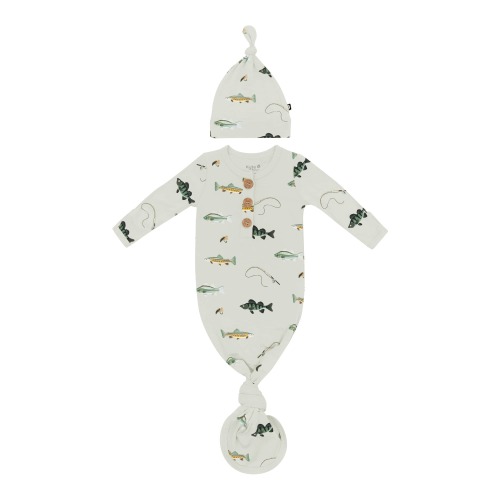 Kyte Baby Knotted Gown with Hat Set in Fishing - Shop
