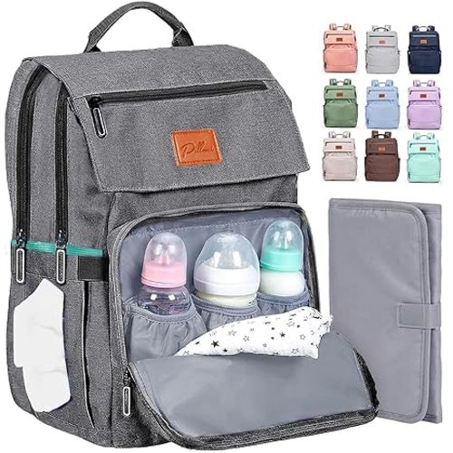 PILLANI Baby Diaper Bag Backpack - Baby Bag for Girls & Boys, Large Waterproof Toddler Diaper Backpack - Baby Shower Gifts & Registry Must Haves - Travel Diaper Bags with Changing Pad - Newborn Stuff
