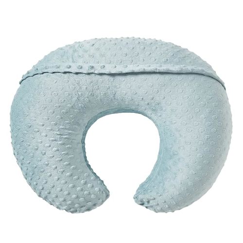 Nursing Pillow and Positioner, Breastfeeding, Bottle Feeding, Baby Sitting Support with Removable Ultra Soft Cover, Tummy Time Support for Baby Boys and Girls (Cloud Blue)
