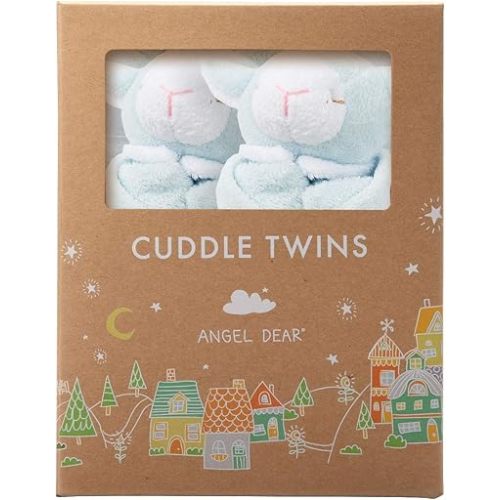 Angel Dear - Blue Lamb, Cuddle Twins Blankie Set, Pack of 2
