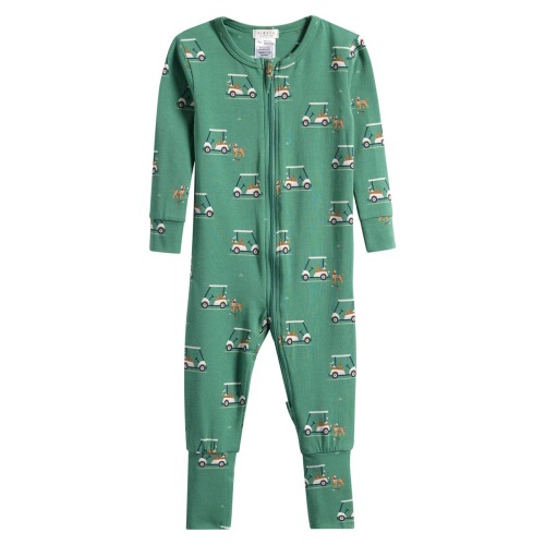 Golf Carts on Spruce Fitted Stretch Organic Cotton Blend Convertible Footie Pajamas