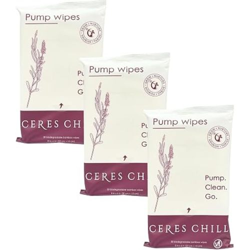 Natural Breast Pump Wipes for Pump Parts & Bottles – Non-Toxic, Residue-Free Cleaning Wipes for Breastfeeding & Baby Gear – No Rinsing Required – 30 Count (3 Pack)