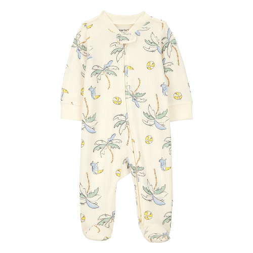Baby Palm Tree Print 2-Way Zip Sleep & Play Pajamas - Ivory - Carter's | Carter's