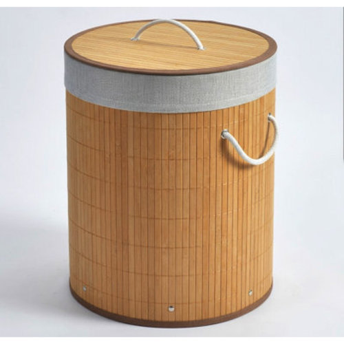 Wrought Studio™ Bamboo Hamper With Lid Round 58 Lt Natural & Reviews | Wayfair