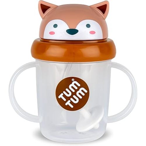 TUM TUM Tippy Up Free Flow Sippy Cup (No Valve), Sippy Cup for Toddlers, BPA Free (Fergus Fox 200ml)