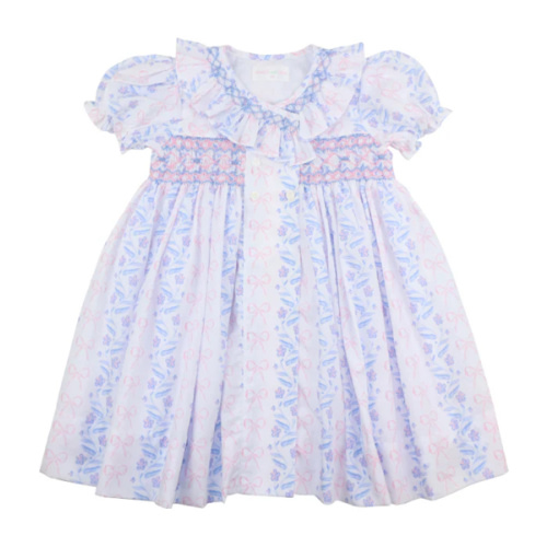 Cecil & Lou Girls Floral Bow Smocked Dress