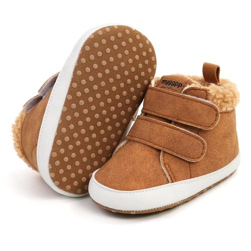 SOFMUO Baby Boys Girls High Top Ankle PU Leather Sneakers Soft Rubber Sole Infant Moccasins Newborn Oxford Loafers Anti-Slip Toddler Wedding Uniform Dress Shoes
