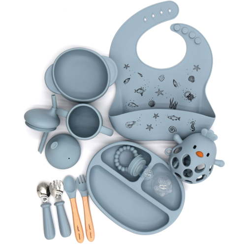 Littlest Flavors Silicone Baby Feeding Set BPA Free Baby Silicone Feeding Set with Spoon Bowl Cup and Plate Ideal for Baby Led Weaning Non-Toxic Durable Easy to Clean Baby Feeding Set