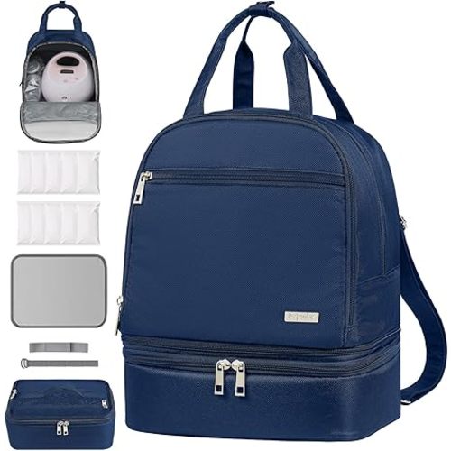 Derbiedersinn Breast Pump Bag, Compatible with Spectra Pumps, Insulated Carrying Case with Cooler for Milk Storage, Travel, Work, Daycare， Black