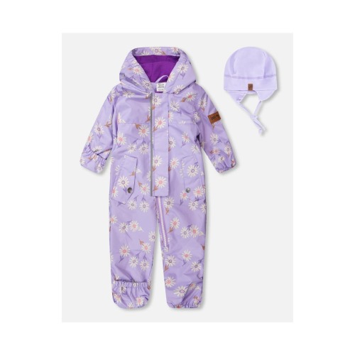 Baby Mid-Season One-Piece Daisy Print Outerwear with Hat, 24M