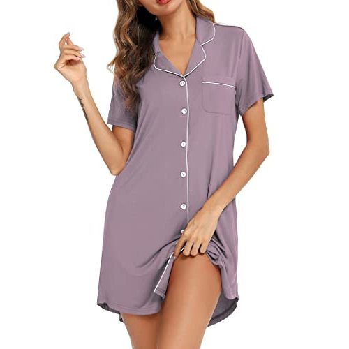 Leikar Maternity Nightgown For Women Nursing Pajamas Long Sleeve Sleepshirt