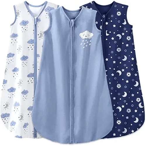Yoofoss Baby Sleep Sack 6-12 Months Baby Wearable Blanket 100% Organic Cotton 2-Way Zipper TOG 0.5 Toddler Sleeping Sack 3 Pack, Lightweight Sleep Sacks for Babies