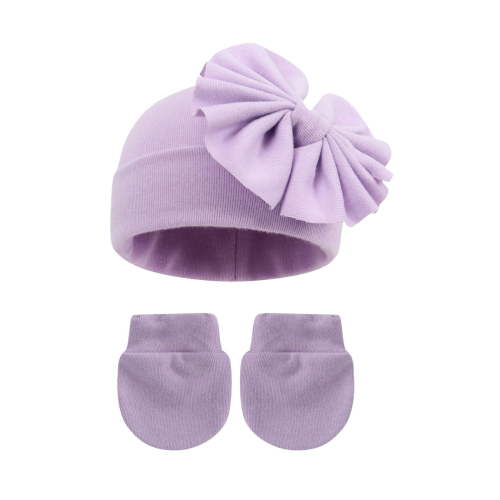 Busydd 0-6 Months Baby Hat and Gloves Set 2 Piece Winter Sets Warm Winter Solid Color Cotton Accessories Fashion Thermal Knit Hats Gloves for Infant Newborn
