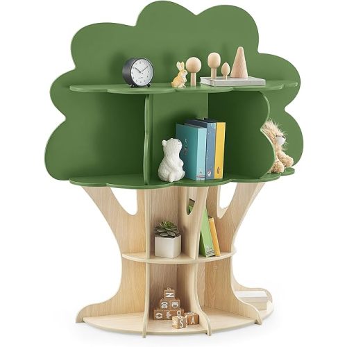 Delta Children Tree Bookcase - Greenguard Gold Certified, Fern Green/Crafted Natural