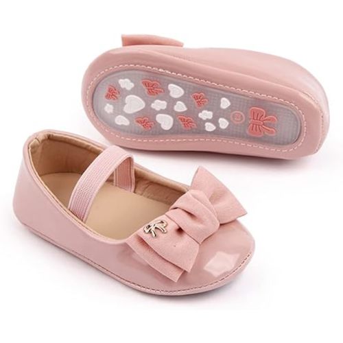 HsdsBebe Infant Baby Girls Mary Jane Flats Bow Non-Slip Soft Sole Princess Toddler First Walkers Sneaker Wedding Dress Shoes