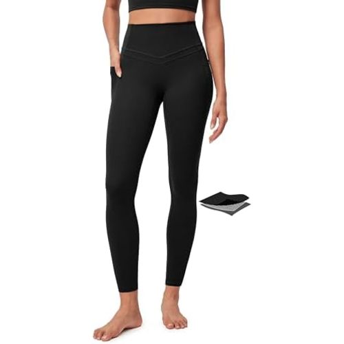 IUGA Compression Leggings with Pockets for Women Tummy Control Leggings No Front Seam Workout High Waist Yoga Pants