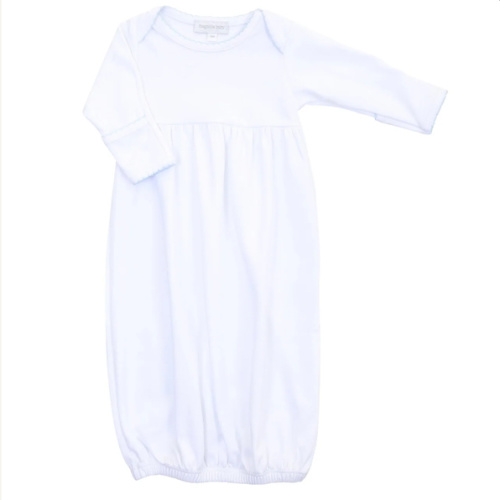 Baby Boy White Gown with Blue Trim - Magnolia Baby Pima Cotton