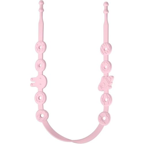 alilo Toy Straps for Baby, Adjustable Toy Holder for Smart Bunny Rattle Accessories, Silicone Tether Pacifier Clip, No Throw Travel Essential Leash for Stroller, High Chair, Car Seat (Pink)