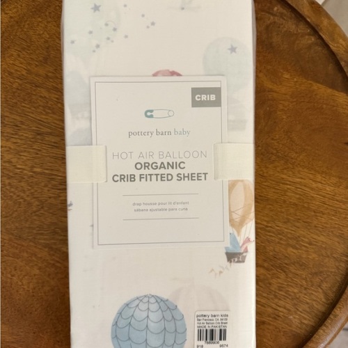 Pottery Barn Baby Hot Air Balloon Crib Sheet - White and Blue