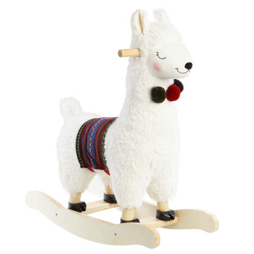 Jolie Vallee Wooden Baby Rocking Horse, Ride-On Toys for Ages 1–3, Plush Rocking Animals, Llama Rocking Horse for Girls and Boys, Kids' Riding Toys/Horse, White