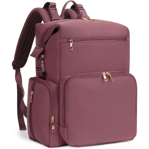 Diaper Bag Backpack for Mom/Dad with Changing Pad, Multi-Function Neoprene Large Newborn Baby Maternity Bags Travel Tote with Insulated Pockets Pink