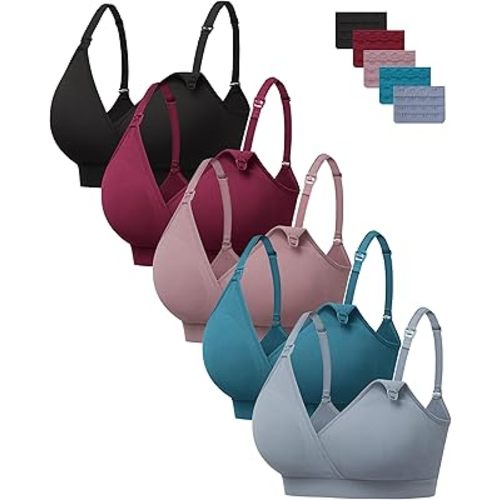 HBselect Nursing Bras for Breastfeeding, Seamless V Neck Maternity Bra Wireless Women Pregnancy Postpartum Bra Sleep Bralette