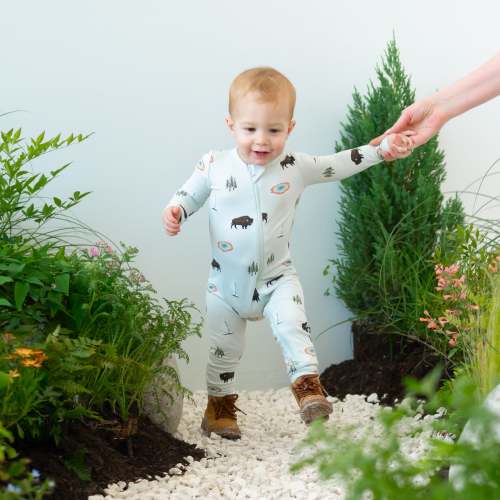 Bamboo Zippered Romper in Yellowstone Print | Kyte Baby