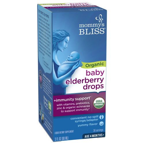 Mommy’s Bliss Organic Baby Elderberry Drops, Health Immunity Support, Unisex, 3 fl oz