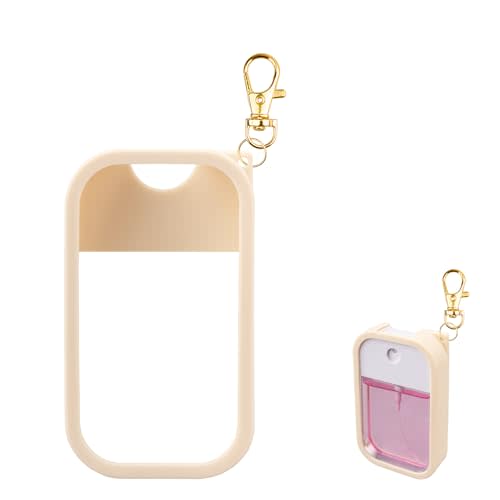 Silicone Case Compatible with Touchland Hand Sanitizer Spray, Protective Case with Keychain for Power Mist and Glow Mist 1 fl oz, Hand Sanitizer Spray Accessory (Blush Beige, 1 Ounces)