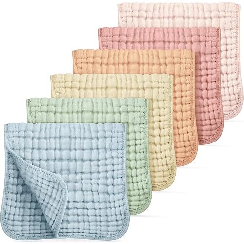Looxii Muslin Baby Burp Cloths, Absorbent Brup Rags 6 Pack Set for Baby
