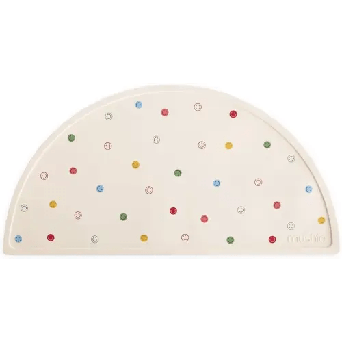mushie Silicone Placemat for Kids | BPA-Free Non-Slip Design (Smiley Face)