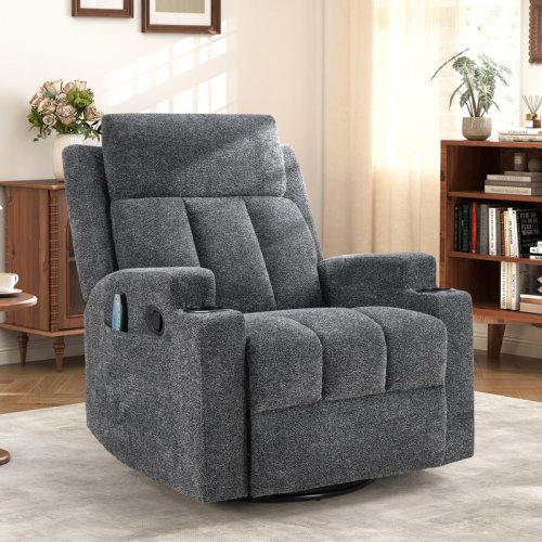Red Barrel Studio® 33" Wide Massage Swivel Glider Recliner with Heat Function & Cup Holders & Reviews | Wayfair